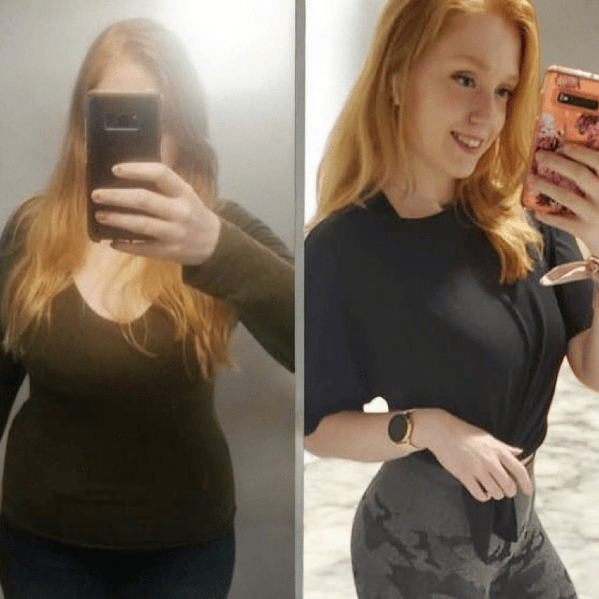Images d'une femme Avant et Après une transformation physique